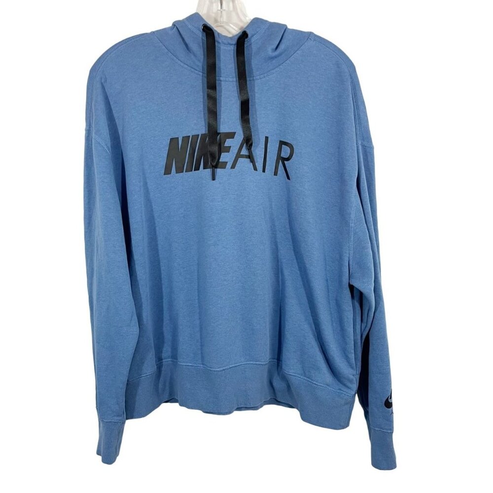 Nike Air‎ Blue Logo Spell Out Sweatshirt Hoodie Athleisure - Women's Size Medium